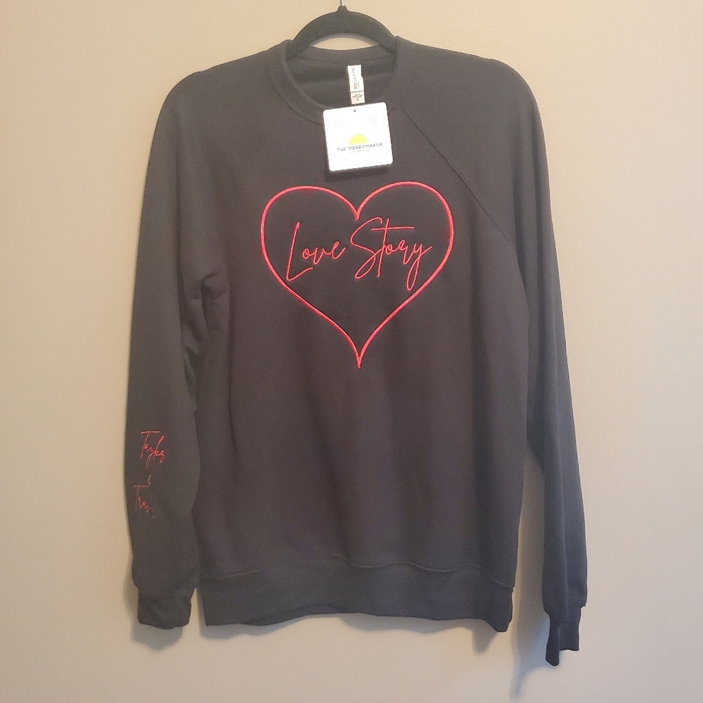 Taylor Swift Travis Kelce Love Story Embroidered Sweatshirt In Black Pink Size M